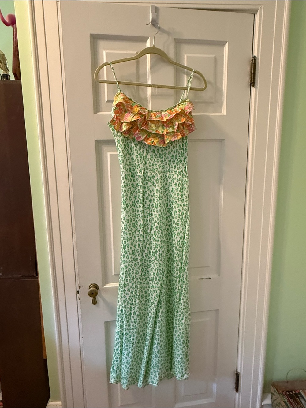 RIXO women’s dress. Size S green leopard print